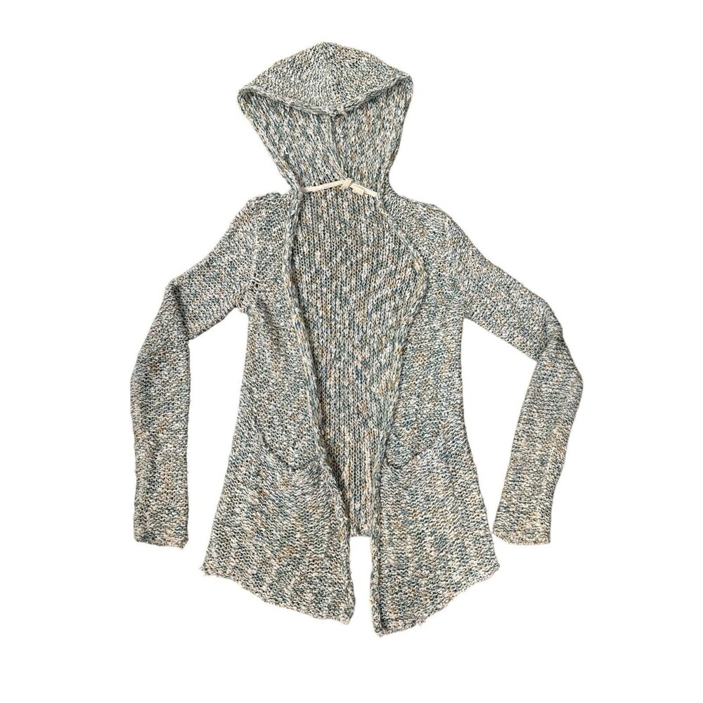 Anthropologie Moth Womens Marled Knit Hooded Chunky Knit Cardigan Size S Coastal